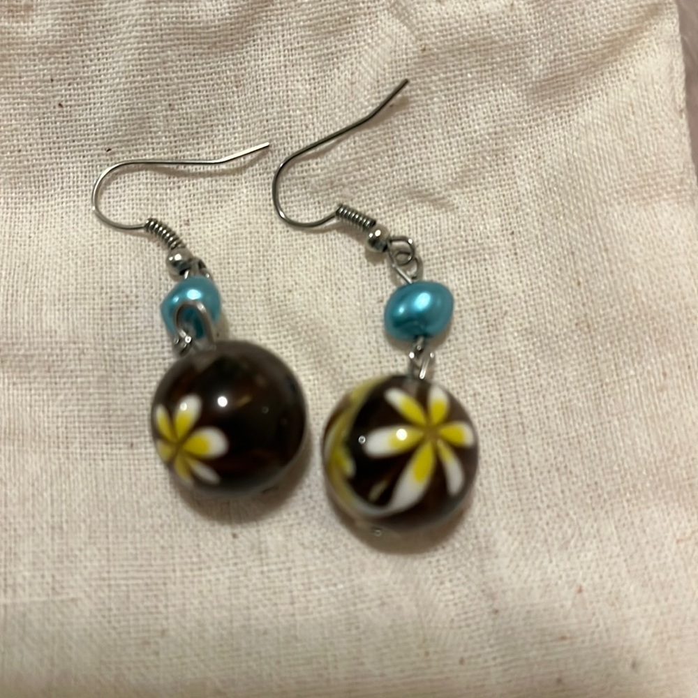 Earring tiger stone silver daily blue pearl